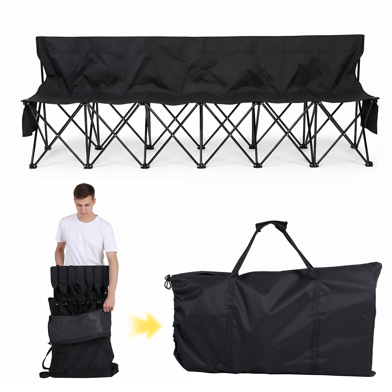 Outdoor Sport Bench - Foldable Sideline Bench with Storage Bag