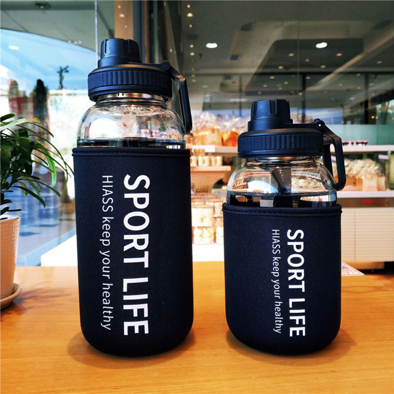 Outdoor Sport Glass Water Bottle - 700ml/1000ml Large Capacity Portable Sport Glass