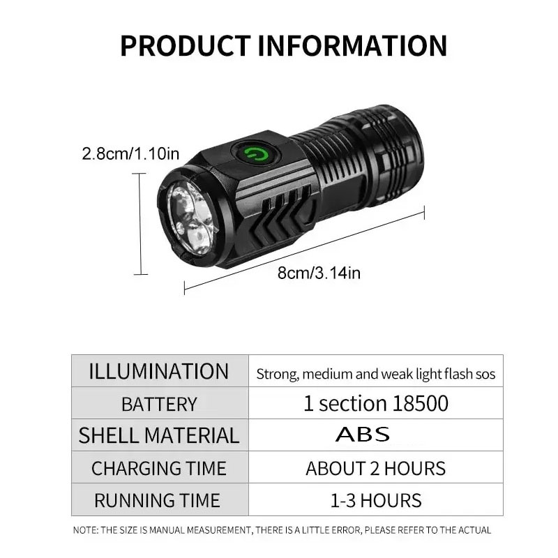 Mini 3 LED Flashlight With Pen - Outdoor Spotlight 评论和价格