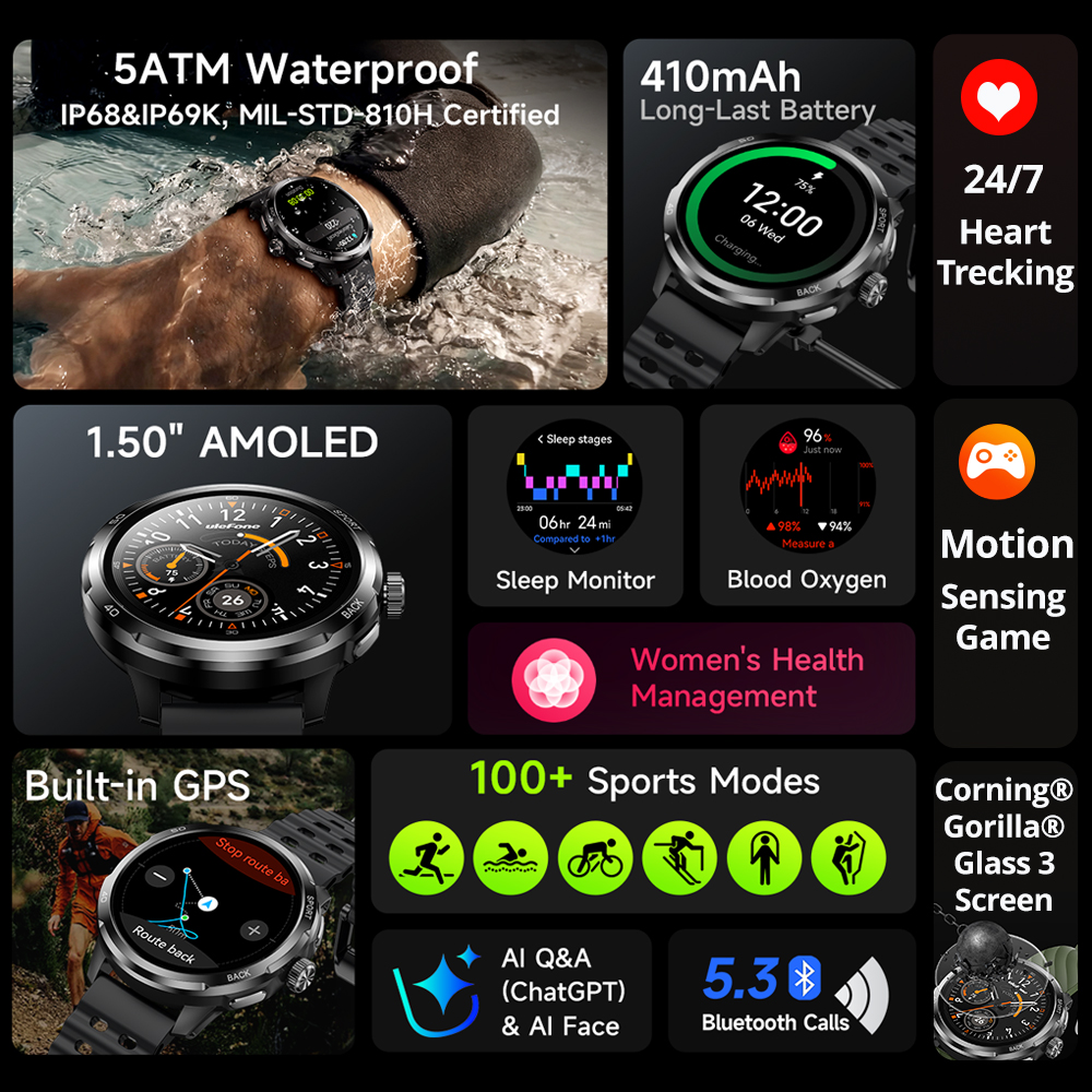 Ulefone Armor Watch Pro Smartw - Outdoor Sport Smart Watch 评论和价格