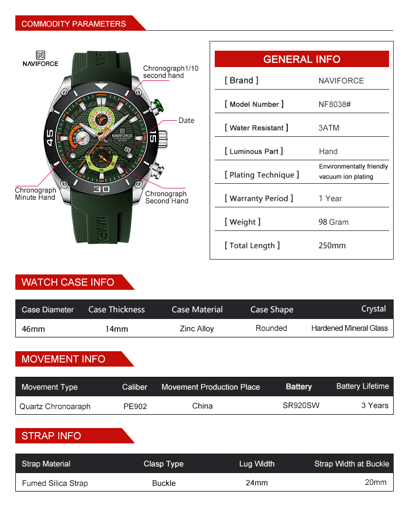 NAVIFORCE Men's Sports Chronog - Outdoor Sport Smart Watch 评论和价格