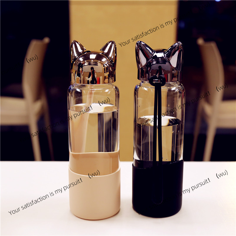 350ML Portable Transparent  Gl - Outdoor Sport Glass Water Bottle 评论和价格