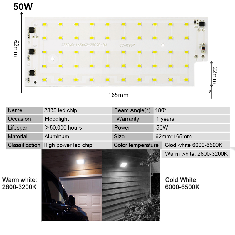 2pcs/lot 50W LED Lamp beads SM - Outdoor Spotlight 评论和价格