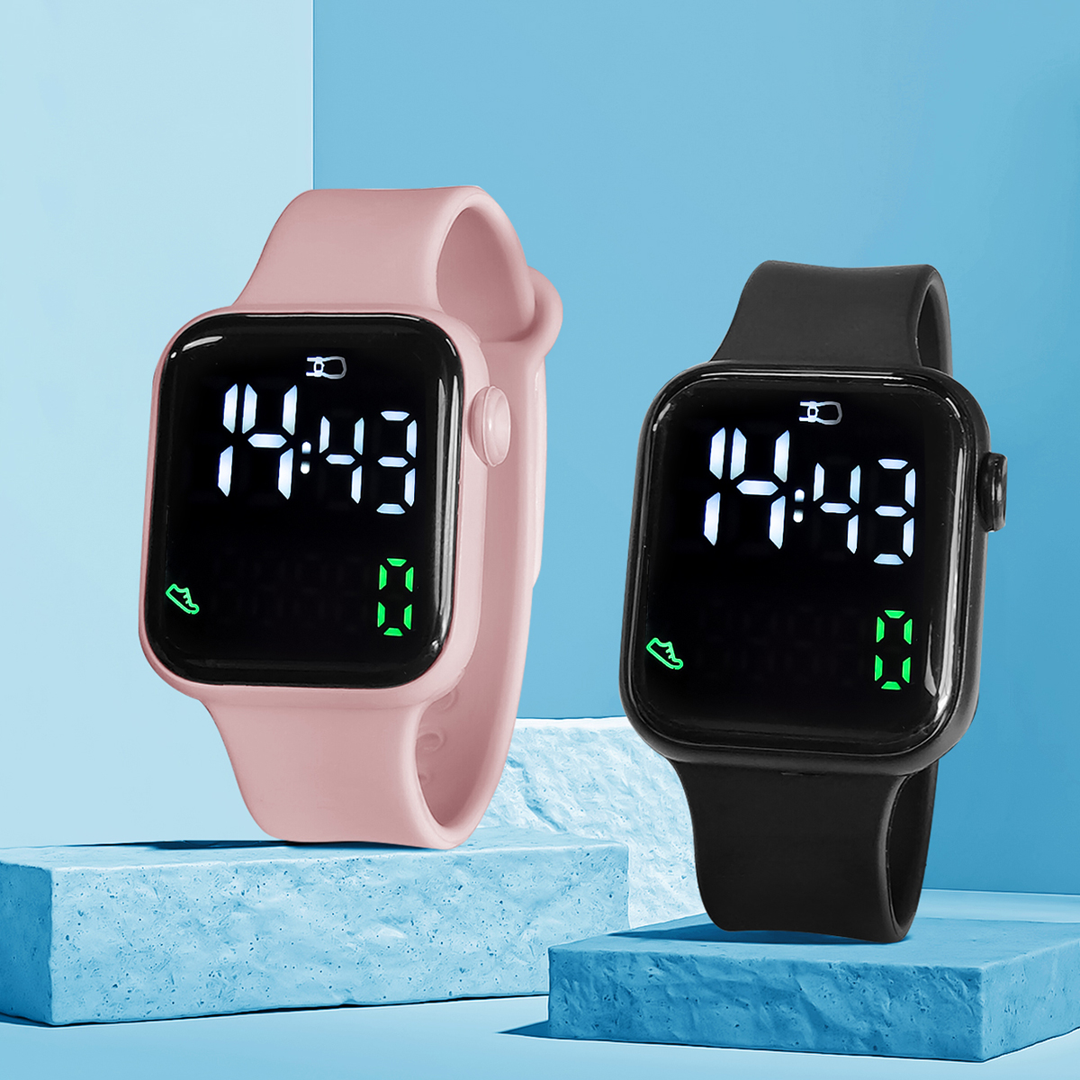New 2PCS Student Minimalist Sm - Outdoor Sport Smart Watch 评论和价格