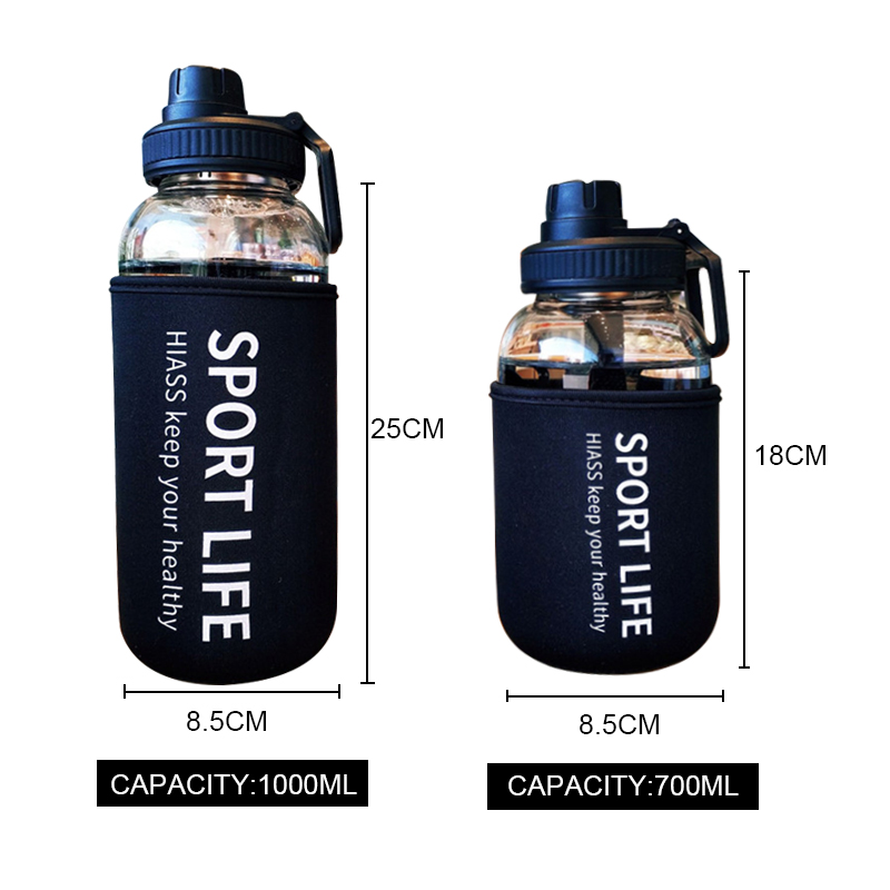 700ml/1000ml Large Capacity Po - Outdoor Sport Glass Water Bottle 评论和价格