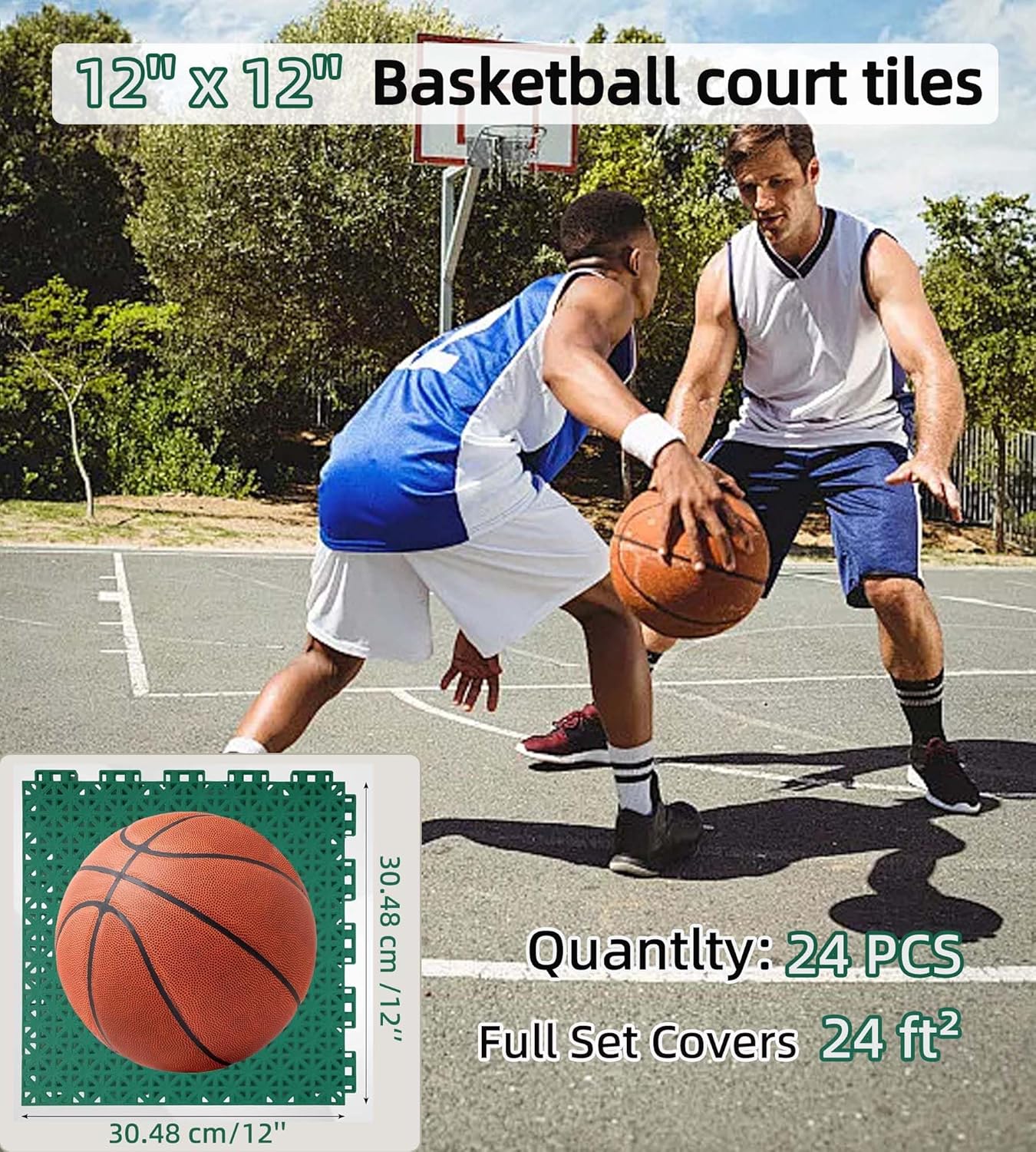 jxgzyy 24 PCS Basketball Court - Outdoor Sport Floor Tiles 评论和价格